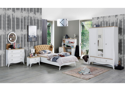 Complete youth room set bed wardrobe chest of drawers 5 pieces furniture luxury