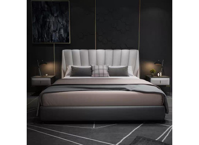 Luxury Double Hotel Beds 180x200cm Sleep Room Gray Leather Bed