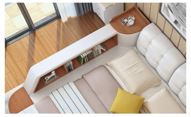 Upholstery 180x200 Multifunction Shelf USB Lounger Design Bed Big Beds Leather