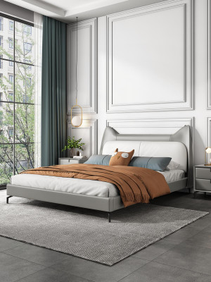 Modern Hotel Leather Fabric Double bed 160x200cm Designer Bed Double
