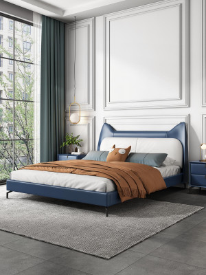 Modern Hotel Leather Fabric Double bed 160x200cm Designer Bed Double