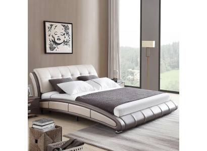 Design Leather Bed Upholstery Double Hotel Beds Sleep Room Marriage 180x200 cm
