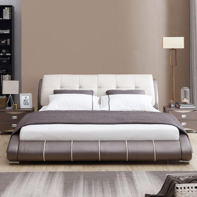 Design Leather Bed Upholstery Double Hotel Beds Sleep Room Marriage 180x200 cm