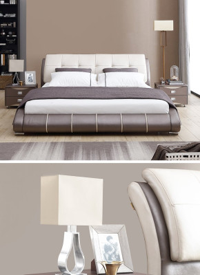 Design Leather Bed Upholstery Double Hotel Beds Sleep Room Marriage 180x200 cm