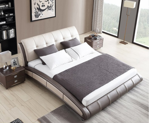 Design Leather Bed Upholstery Double Hotel Beds Sleep Room Marriage 180x200 cm