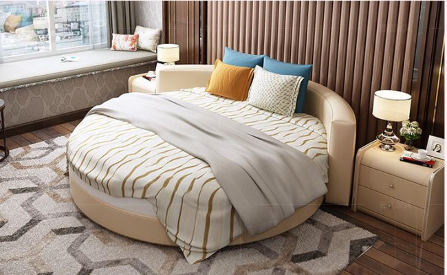 Round Leather Bed 200x200 Luxury Upholstery Round Beds Round Fabric Hotel