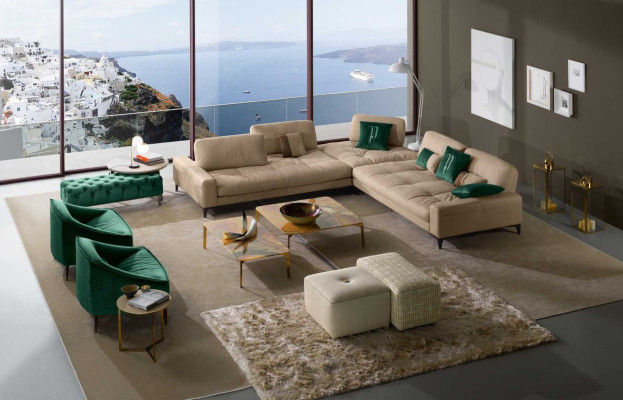 Leather L-shape Luxury Sofas Sofas Corner Corner sofa Couch Italian Furniture