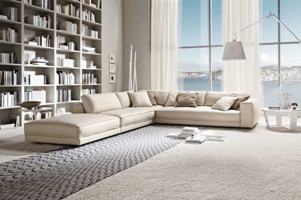 Living room Corner sofa L-shape Modern White Design Sofas new