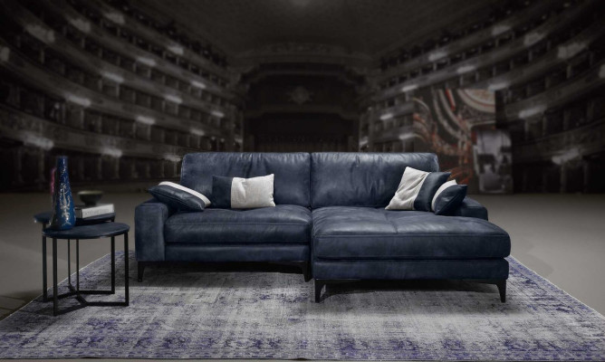 Corner sofa Sofa Living room Sofas Leather Luxury L-shape Style Modern Furniture Blue new
