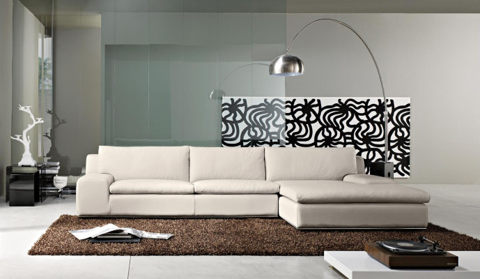 Corner sofa Living room Sleep Sofa Couches Couch White L-shape Leather Furniture PRIANERA