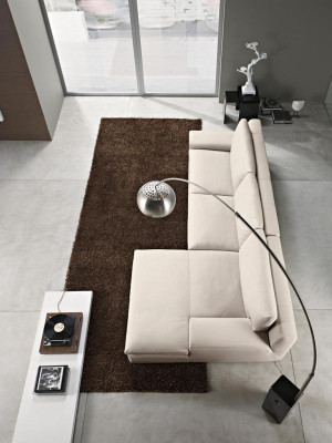 Corner sofa Living room Sleep Sofa Couches Couch White L-shape Leather Furniture PRIANERA