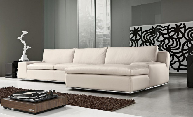Corner sofa Living room Sleep Sofa Couches Couch White L-shape Leather Furniture PRIANERA