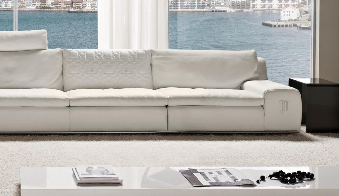 Corner sofa Living room Sleep Sofa Couches Couch White L-shape Leather Furniture PRIANERA