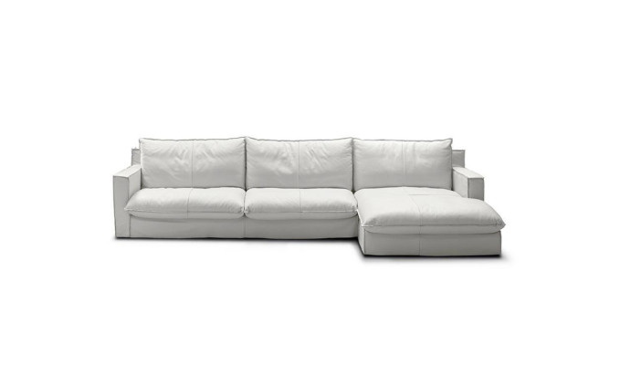 Corner sofa Leather L-shape Couch Corner Luxury Design Upholstery White Living room PRIANERA