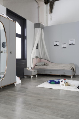 Bedside table Design Childrens room Luxury Tables Sleep Room Wood Gray