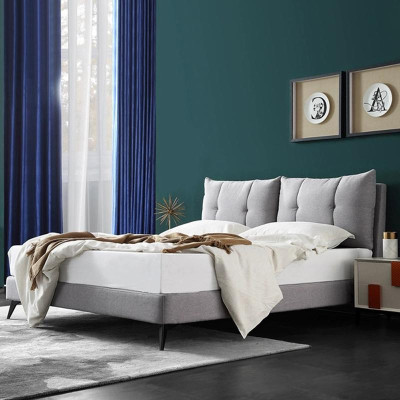 Double Hotel Bed Beds Beige 180x200 Sleep Room Leather Upholstery Design