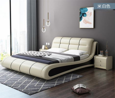 Luxury Upholstery Beds Textile Double new Bedroom Design Bed Leather