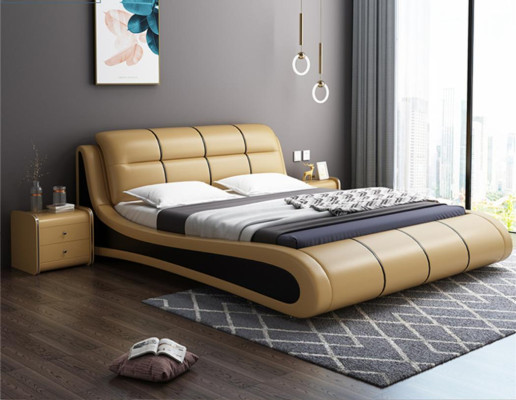 Luxury Upholstery Beds Textile Double new Bedroom Design Bed Leather