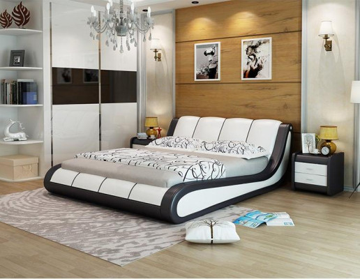Beds Luxury Bedroom Furniture Double Bed Design Fabric Hotel Blue e