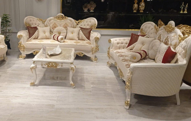 Luxury Sofa set 3+3 Seater Sofa Sofas Armchair Seat Fabric Baroque Group Baroque