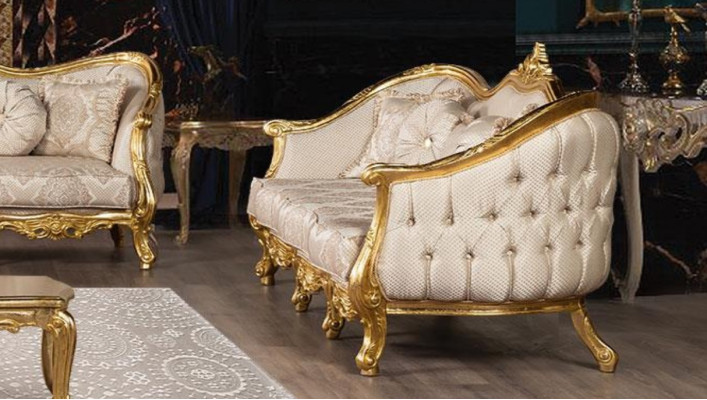 Sofa set 3+3 Seater Sofa Sofas Armchair Seat Suite Fabric Living room Baroque