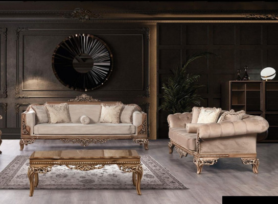 Sofa set 3+3 Seater Chesterfield Sofa Armchair Luxury Set Fabric Suite 2-piece