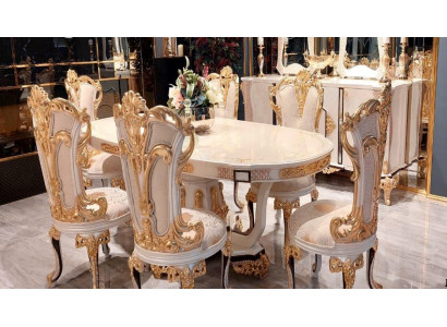 Group Set 6 Chair Dining room chair Chairs Wood Luxury Dining set Suite Furniture