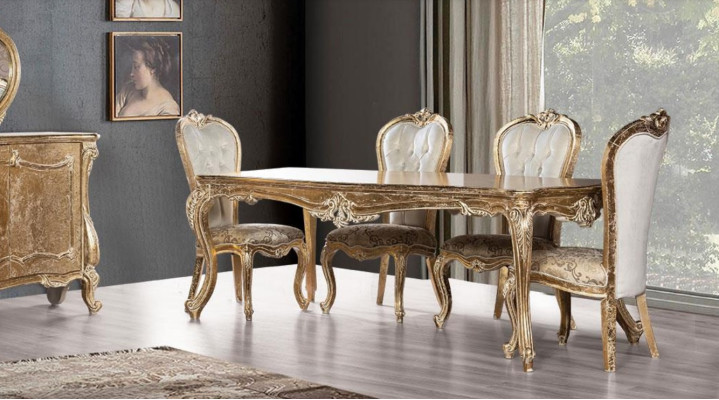 Dining room Dining table Chair Group Suite Set Wood Table Tables Baroque Sets 5pcs