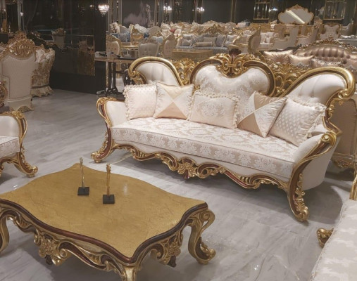 Luxury Three Seater Sofa 3 Seater Sofa Sofas Armchair Fabric Style Baroque Rococo 240cm