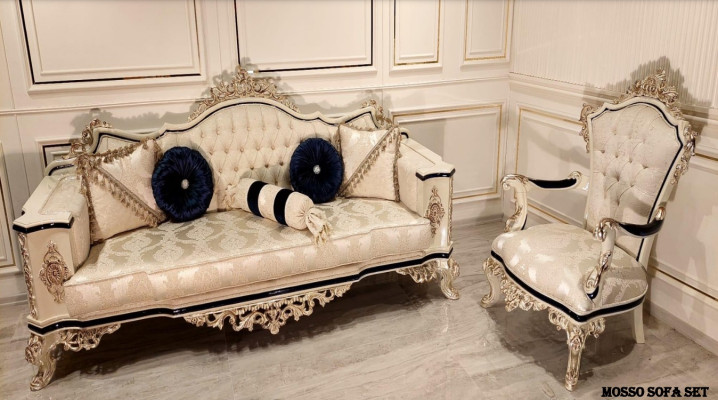 Luxury Three Seater Sofa 3 Seater Sofas Seat Fabric Baroque Rococo Furniture Textile Style