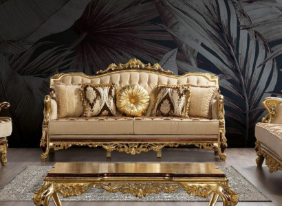 Three Seater Sofa 3 Seater Baroque Rococo Couch Luxury Sofas Fabric Textile Design
