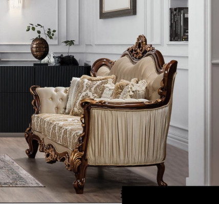 Sofa 3 Seater Baroque Rococo Fabric Three Seater Sofas Luxury Living room Baroque Style