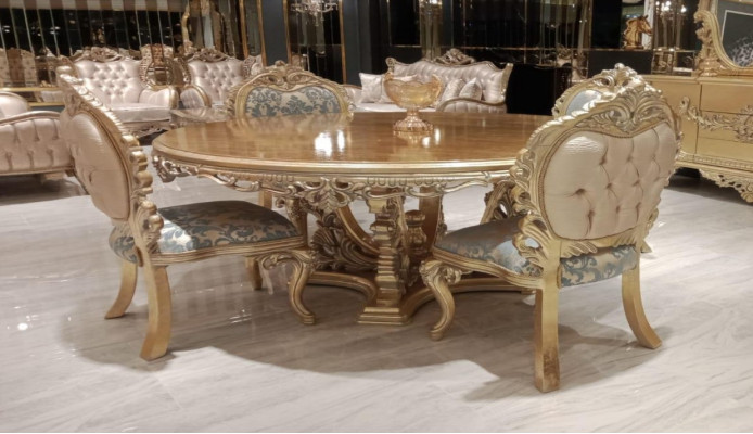 Round Dining table Dining room table Dining room Tables Table Baroque Dining Luxury Furniture Wood
