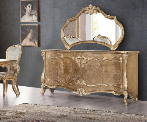 Set Chest of drawers with Mirror Suite Chests of drawers Wood Group Sideboard Furniture Baroque