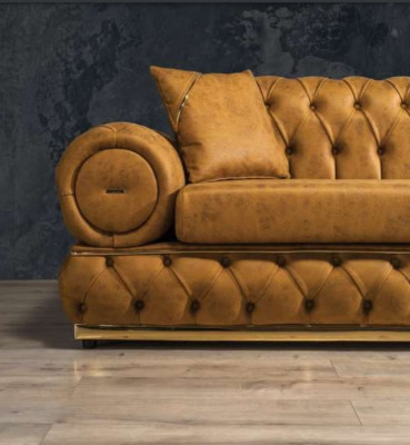 Sofa 3 Seater Chesterfield Upholstery Sofas Three Seater Leather Living room Blue Furniture