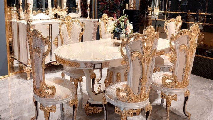 Table Luxury Dining room table Dining table Dining room Wood Tables Baroque Dining Furniture new