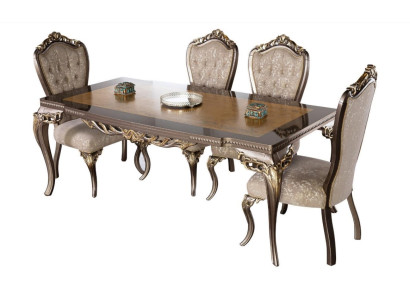 Classic r Dining table made of Solid wood with elaborate decorations