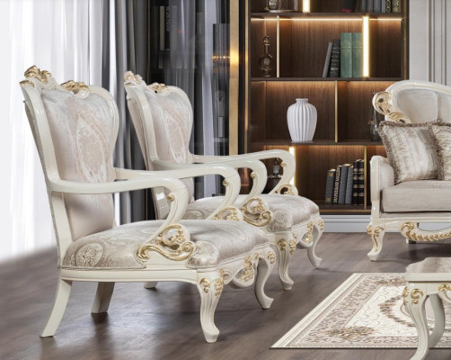 Wing Chair Armchair Design Upholstery Baroque Sofa Couch Textile Seat Living room Style