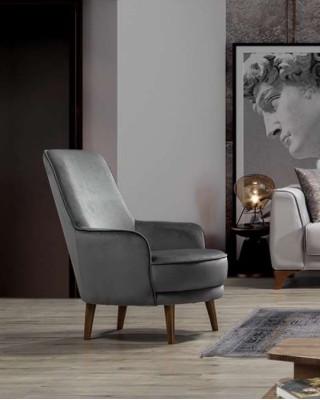 Armchair Seat Modern Design Living room Upholstery Single Seater Relax Gray Style Luxury