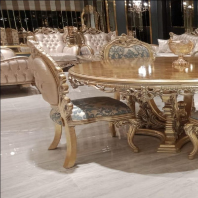 Dining room chair Chair Chairs Wood Luxury Dining room Dining Fabric Style Baroque Lehn