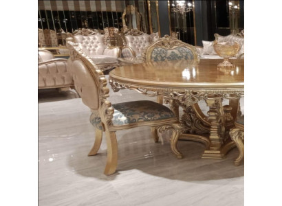 Dining room chair Chair Chairs Wood Luxury Dining room Dining Fabric Style Baroque Lehn