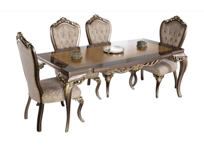 Dining room chair Chair Chairs Wood Luxury Dining room Ess Fabric Style Baroque 1x Armchair