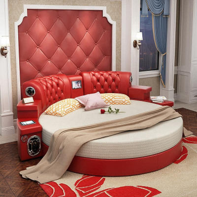 Round Bed Round Beds Multifunction Hotel Upholstery Led Shelf Kingsize