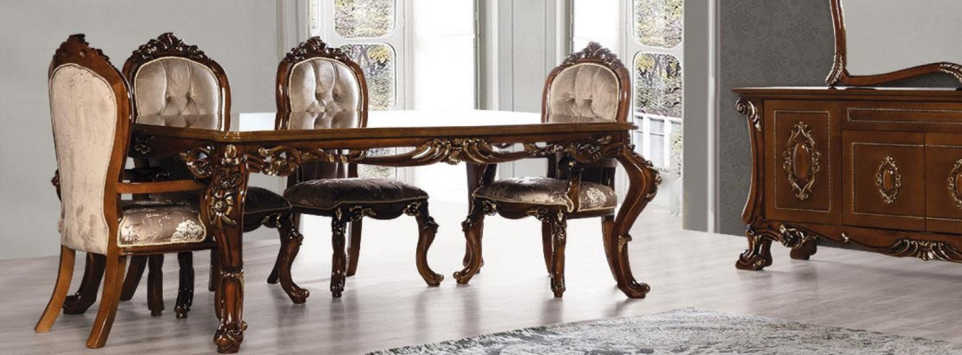 Dining room chair Chair Furniture Wood Luxury Dining room Dining Fabric Style Baroque Chairs