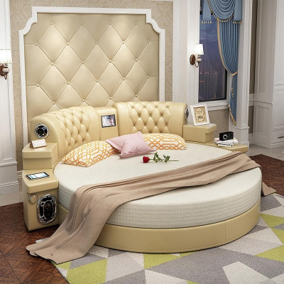 Round Bed Round Beds Multifunction Hotel Upholstery Led Shelf Kingsize