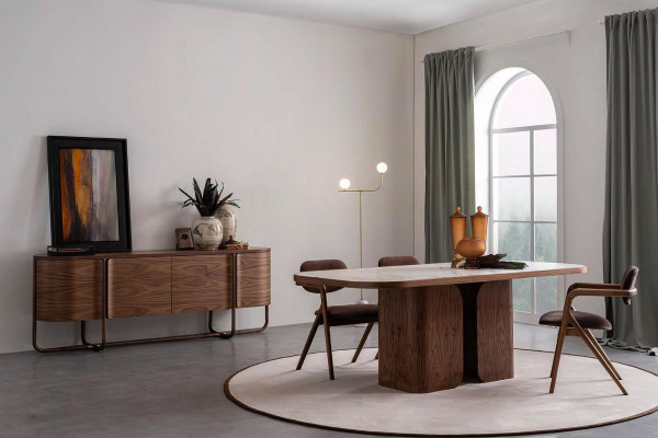 Large Dining room Set Luxury Dining table 4x Chairs Sideboard Chest of drawers Mirror