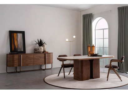 Large Dining room Set Luxury Dining table 4x Chairs Sideboard Chest of drawers Mirror