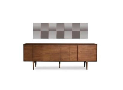 Modern luxury wood sideboard living room shelf console mirror 2 pieces