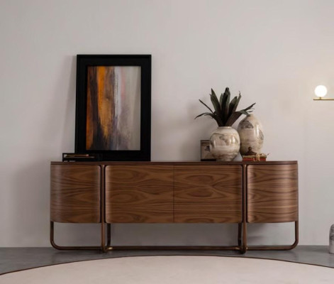 Brown Luxury Wood Chest of drawers Modern Sideboard Living room Furniture Console