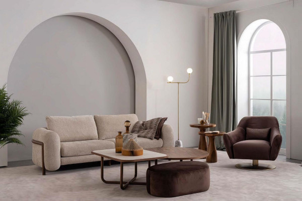 Brown Luxury Lounge Armchair Modern Design Upholstery Furniture Living room